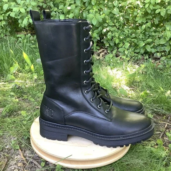 Harley-Davidson Valene‎ Riding Boots Women's Size 10 Black Leather Biker Eyelets - Picture 5 of 7